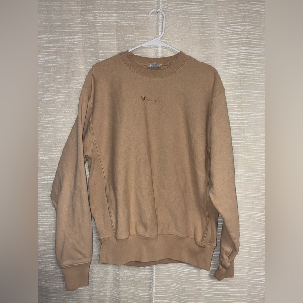 Champion Reverse Weave Crewneck Sweatshirt Tan / Khaki Size LARGE